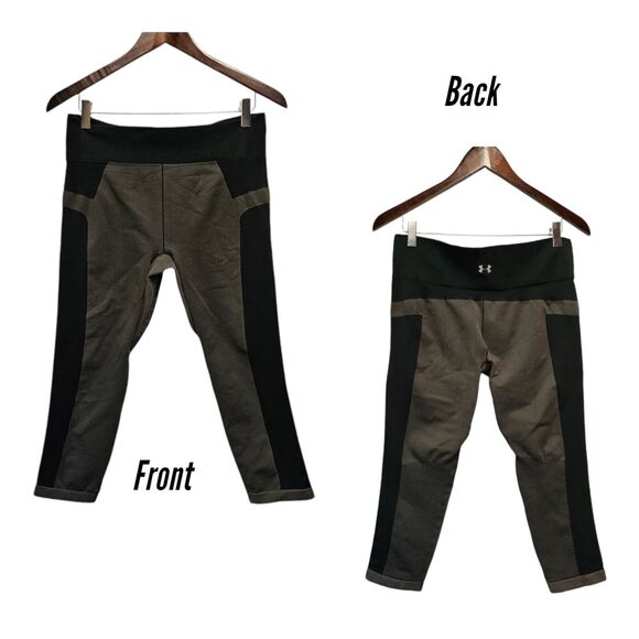 UNDER‎ ARMOUR UA Vanish Seamless Crop Leggings Jet Gray LARGE HEAT GEAR - Picture 1 of 4